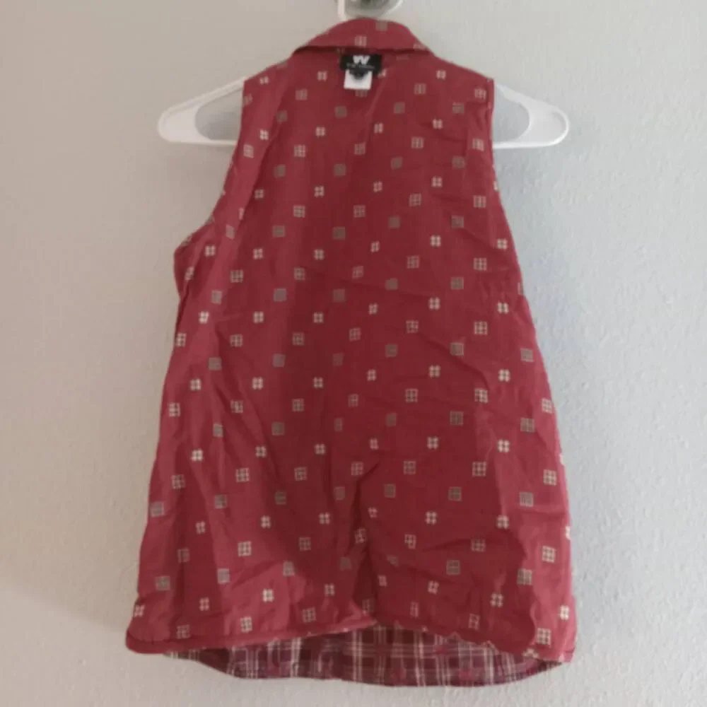 W By Worth Button Up Shirt Women's 2 Rust Plaid Sleeveless Reversible Blouse New - Picture 5 of 8